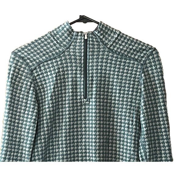 Smartwool Women's XS 1/4 Zip Merino Wool Stone Green Gray Geometric Sweater - Picture 2 of 5